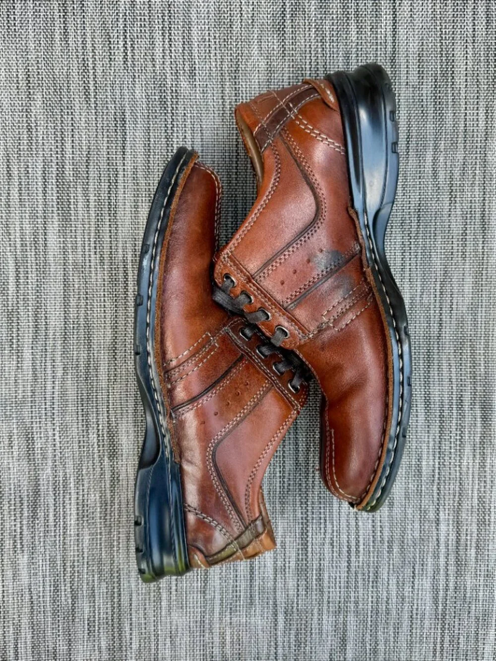Clarks Touareg Vibe Bicycle Toe Oxford Shoes Brown Leather Mens Sz 9m